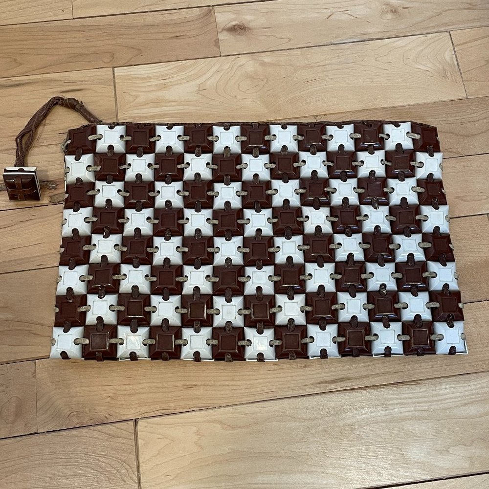 1940s Vintage Plasticflex Plastic Tile Purse Clutch Handbag Zippered